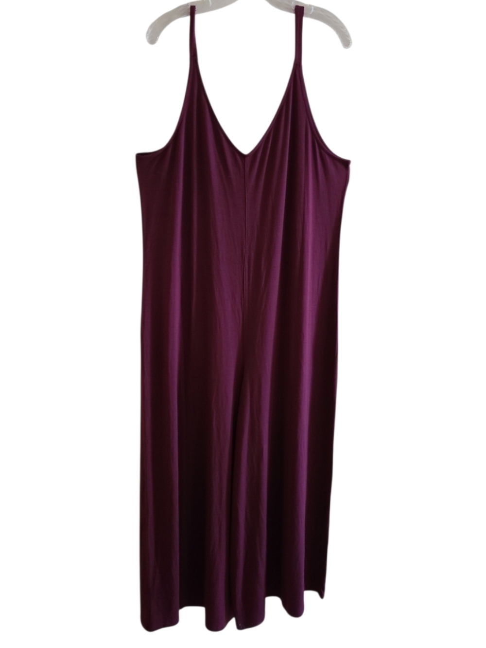 Athleta V Neck Night Time Bliss Sleep Romper Deep Burgundy Wide-Leg Jumpsuit - Picture 9 of 16